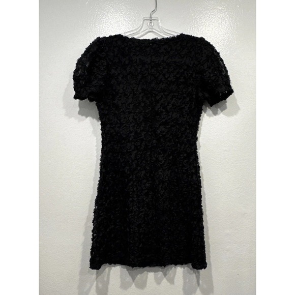 Lulus Always For You Black Puff Sleeve Mini Dress Small Textured Fairy Romantic - Picture 5 of 7